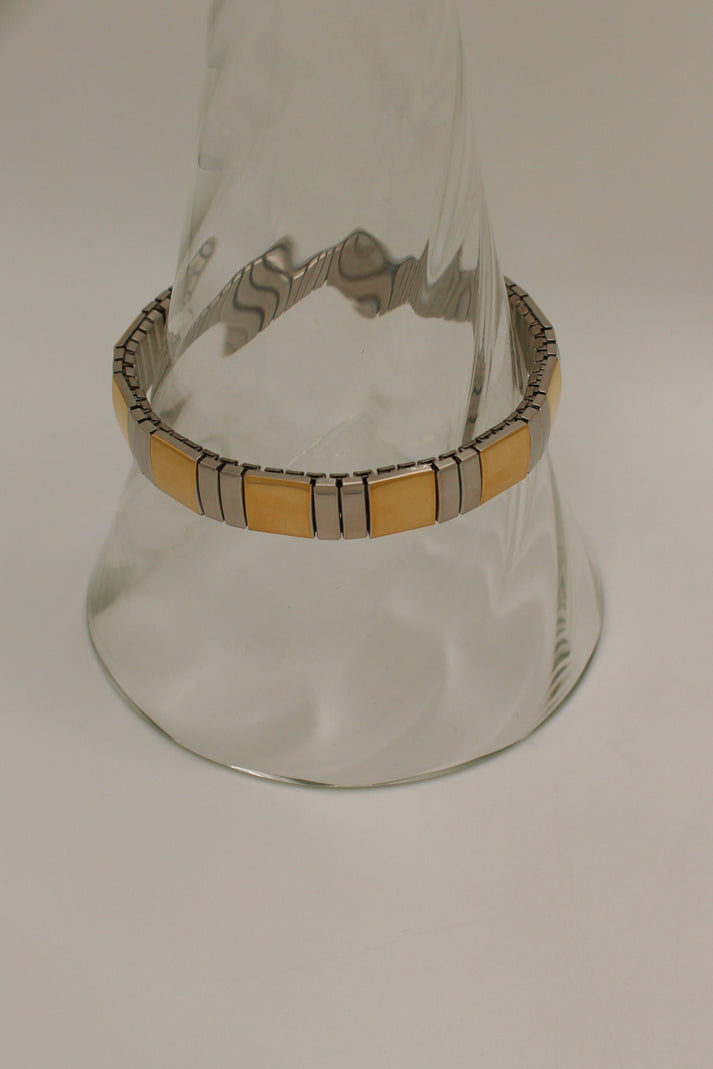 Mania anti tarnish steel and gold bracelet