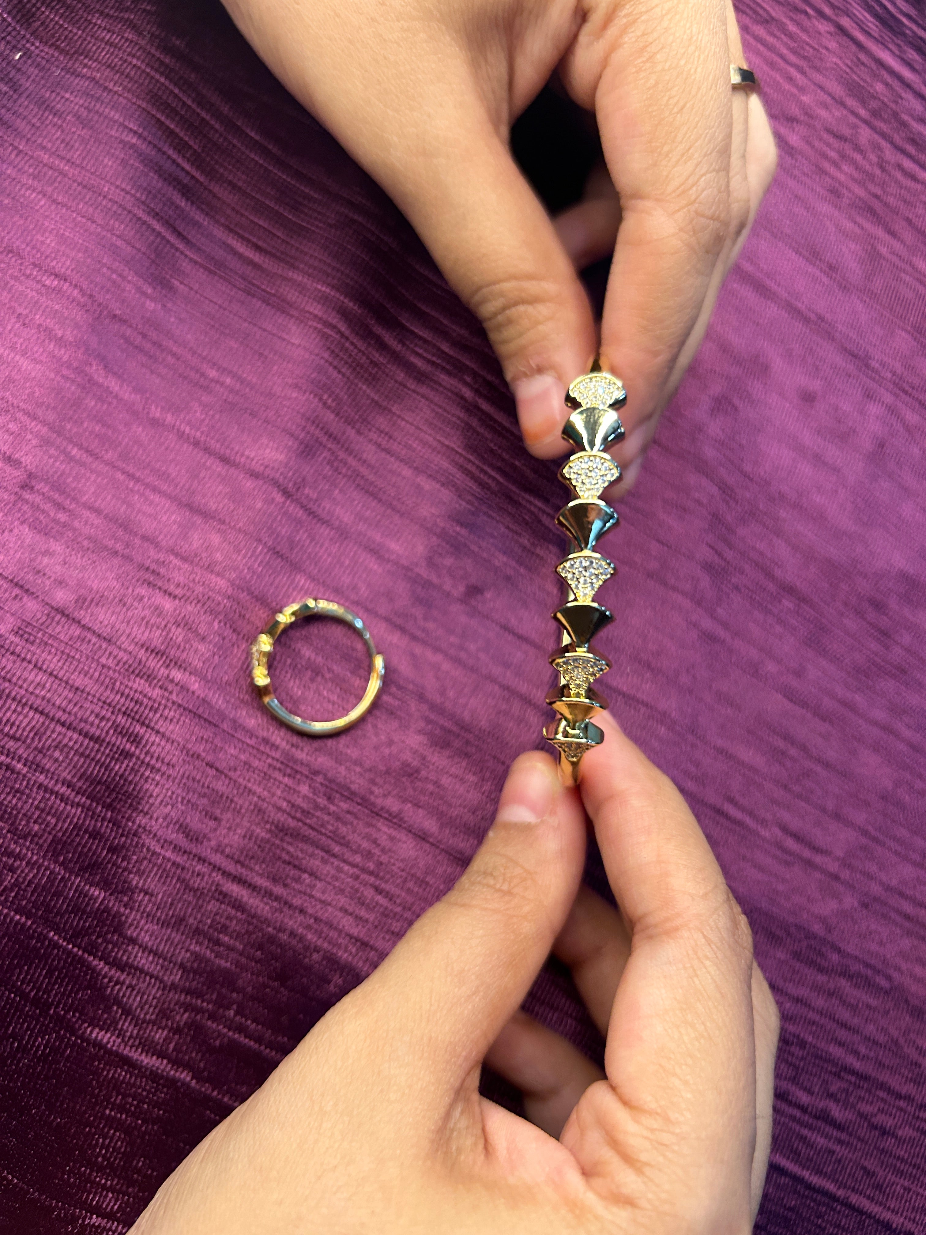 Sparkling Gold Plated Bracelet and Ring
