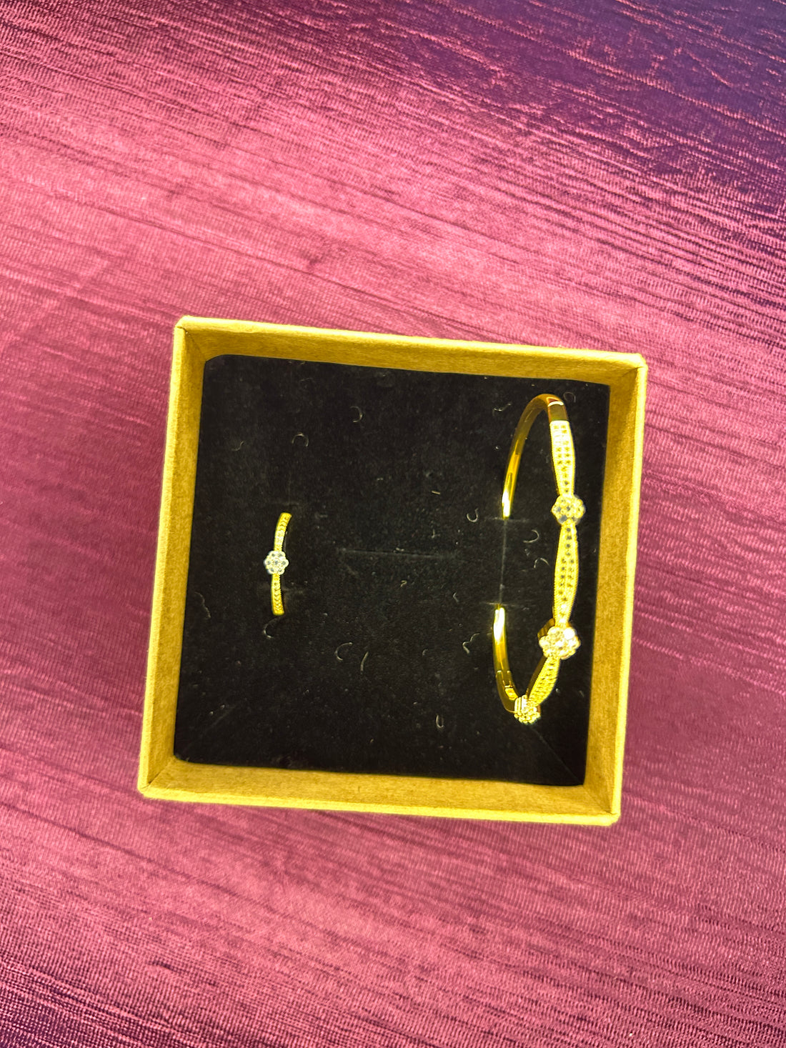 Floral American Diamond Bracelet with Ring Combo