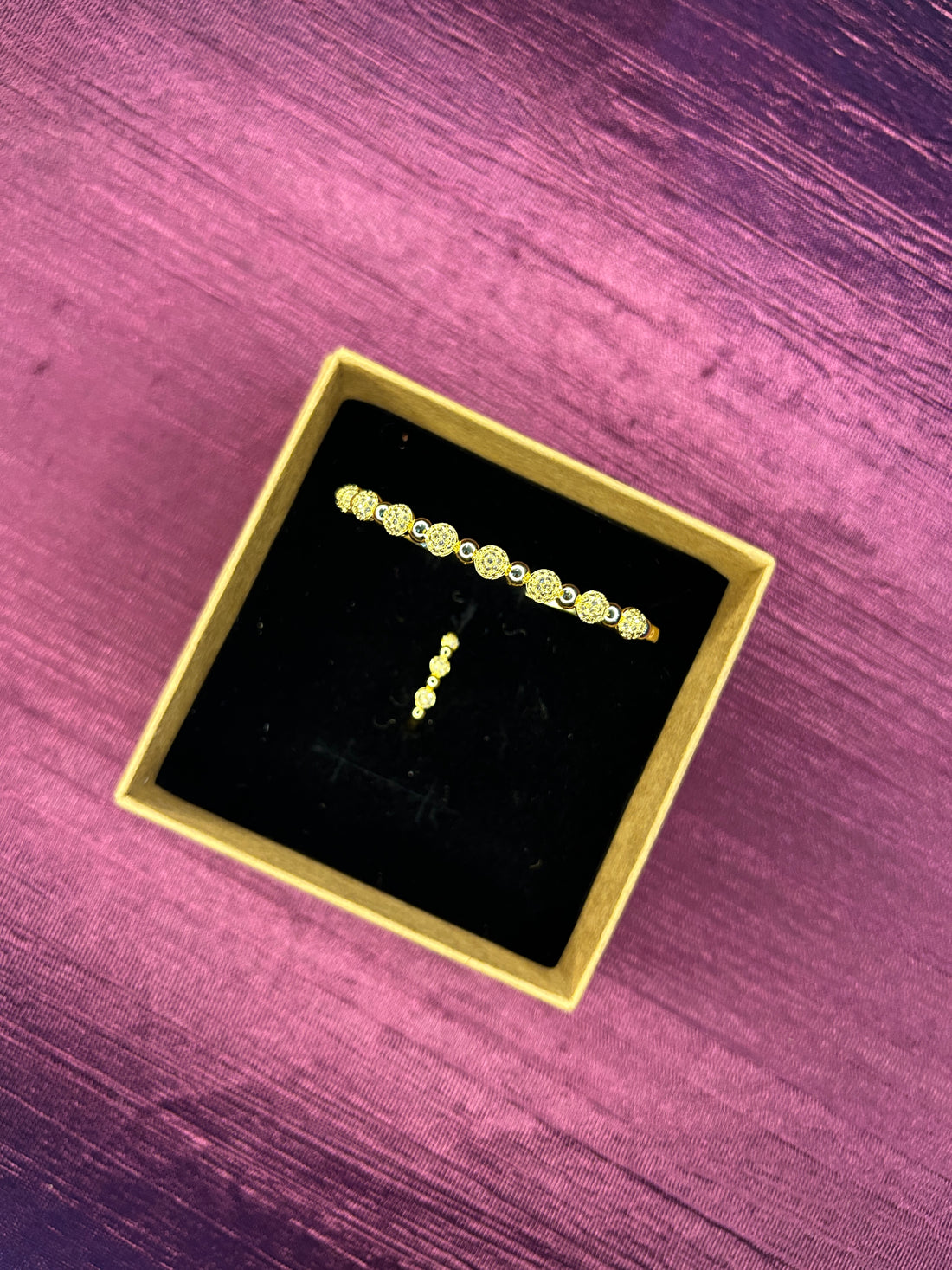 Circle Design Gold Plated Cubic Bracelet with Ring