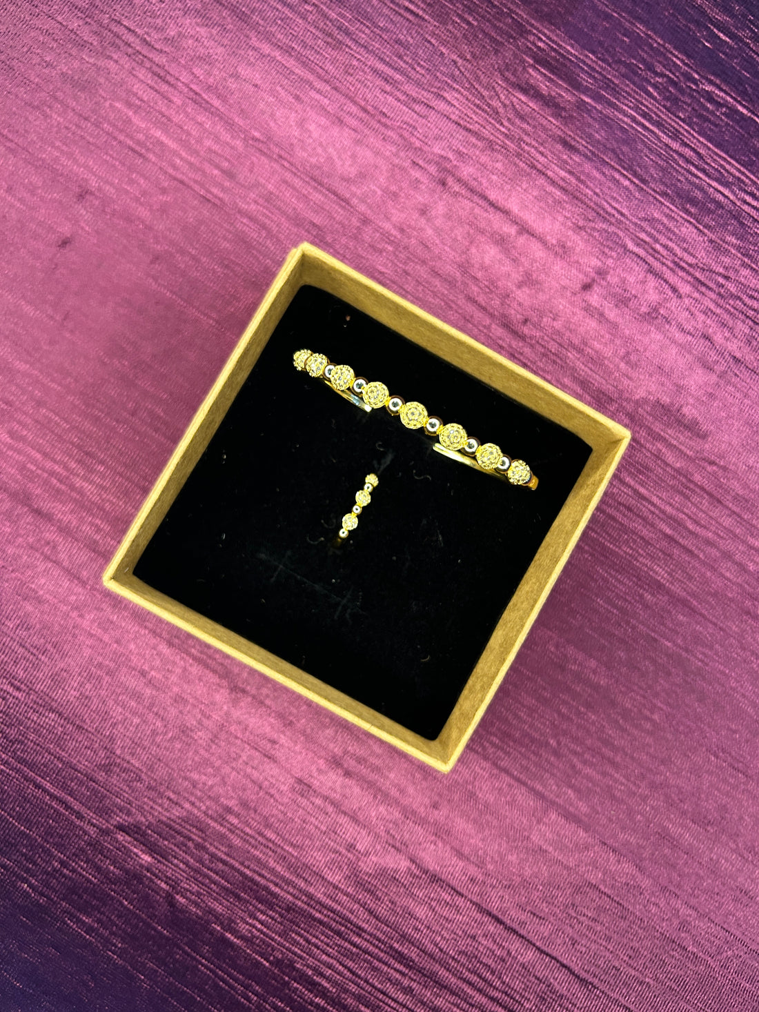 Circle Design Gold Plated Cubic Bracelet with Ring