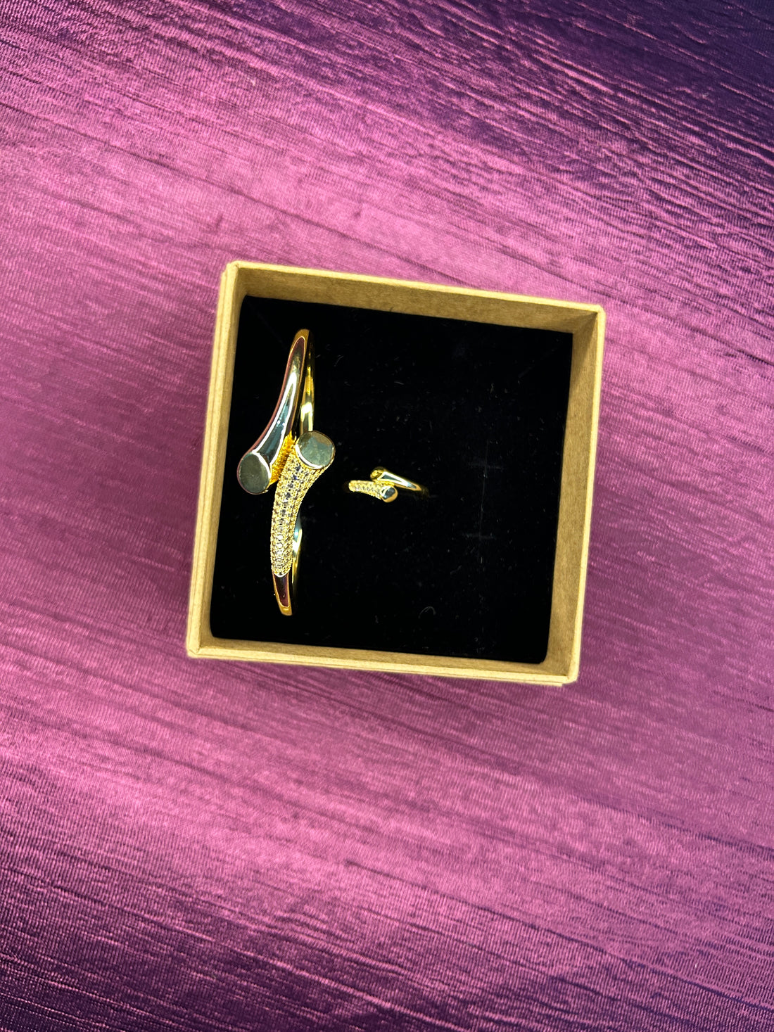 AD Gold Plated Bracelet with Ring