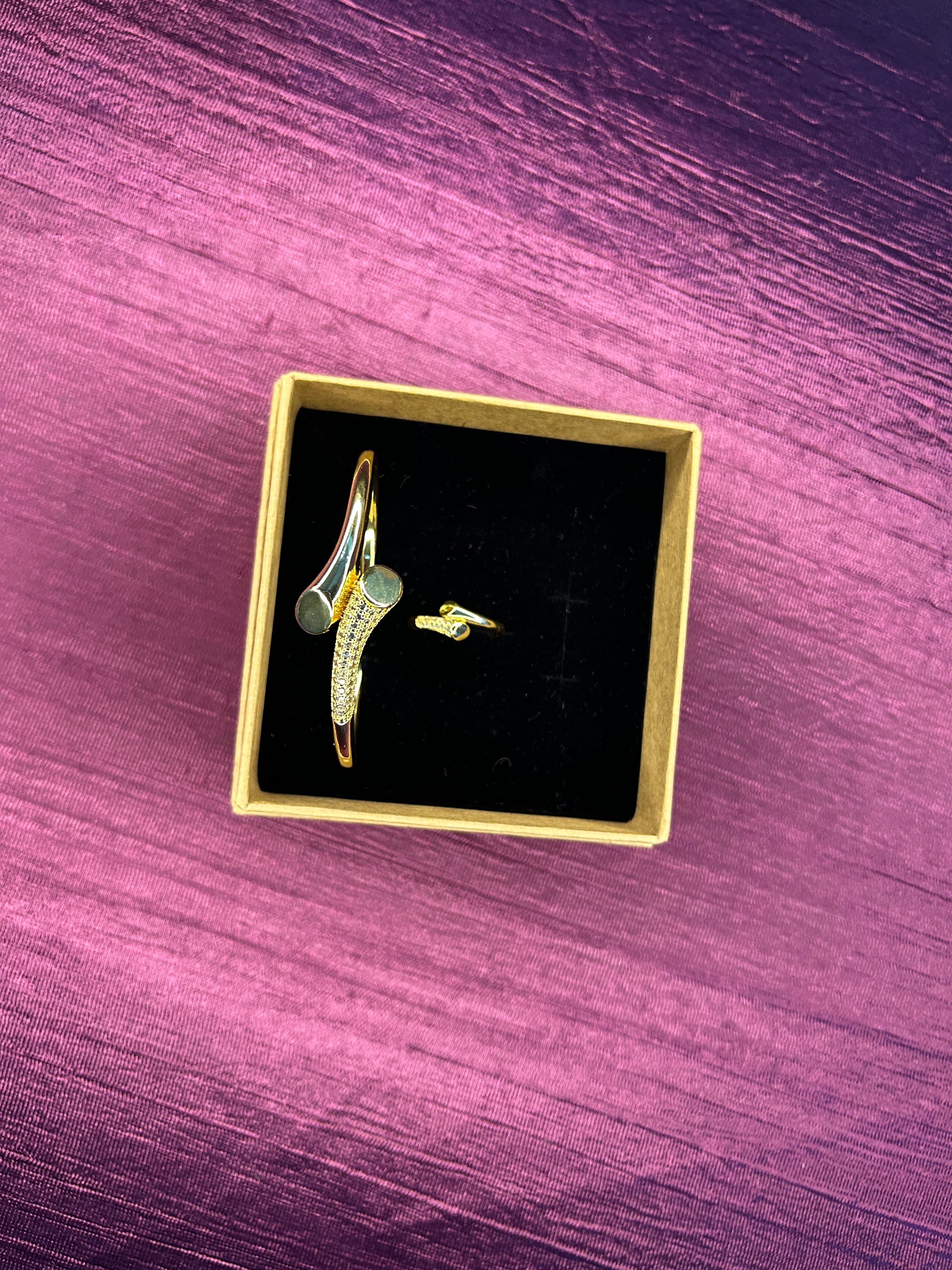AD Gold Plated Bracelet with Ring