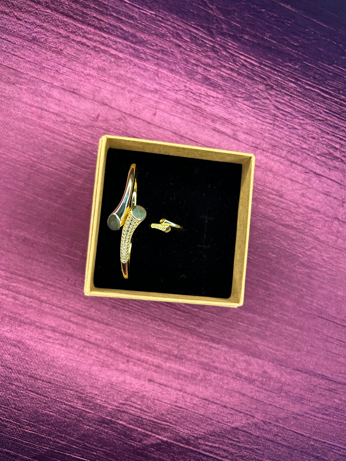 AD Gold Plated Bracelet with Ring