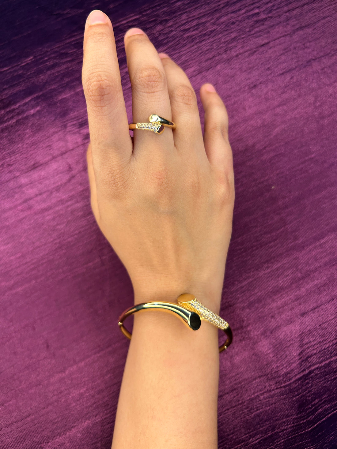 AD Gold Plated Bracelet with Ring