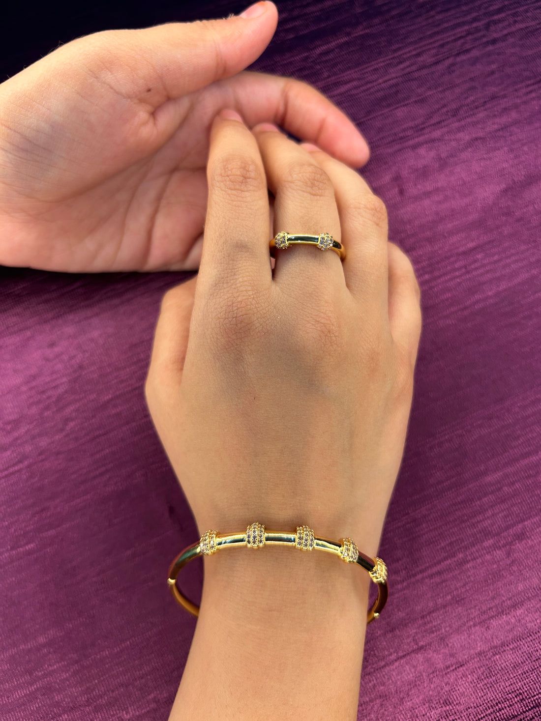 Bamboo Three Line Designer Bracelet and Ring