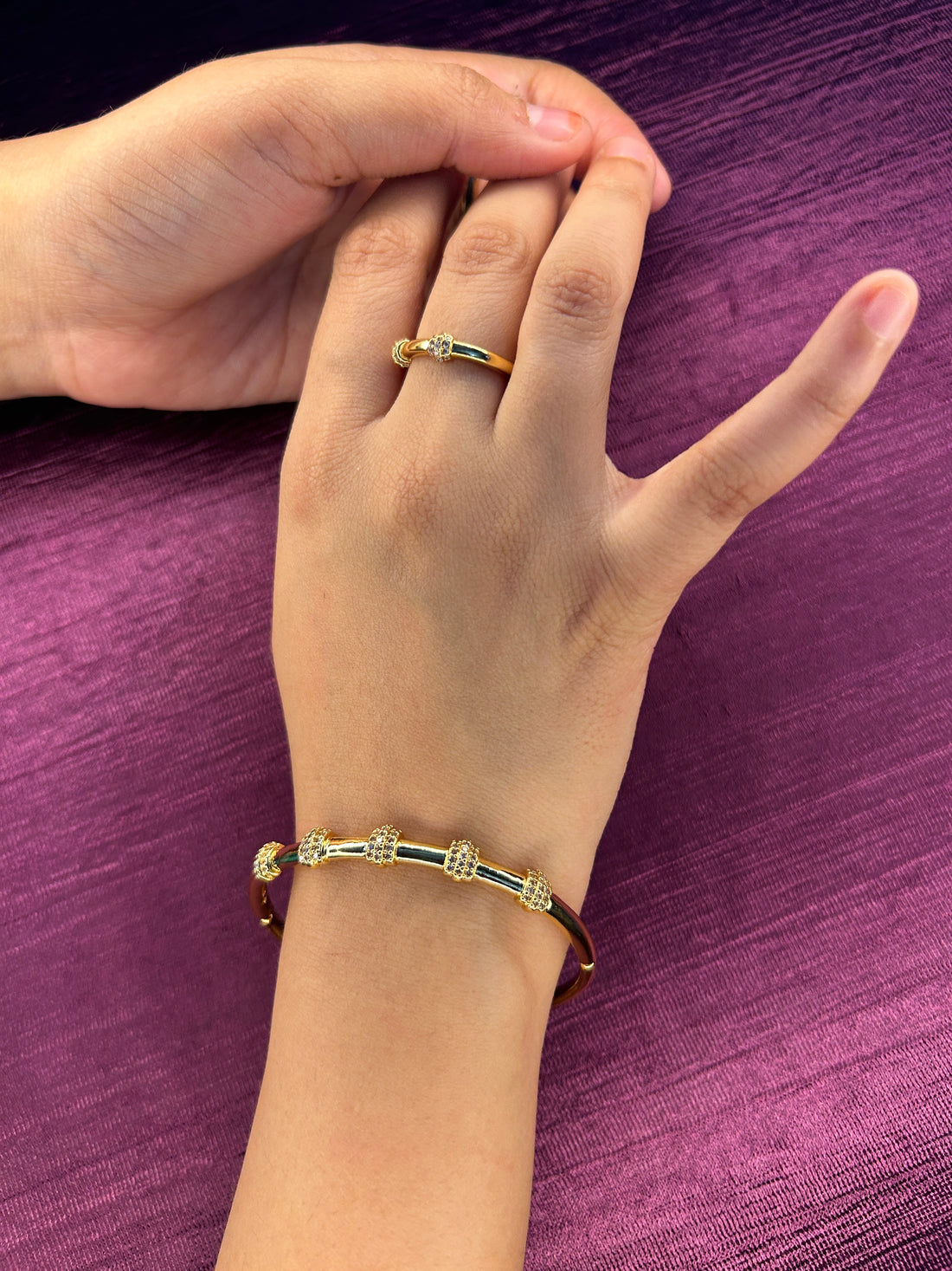 Bamboo Three Line Designer Bracelet and Ring
