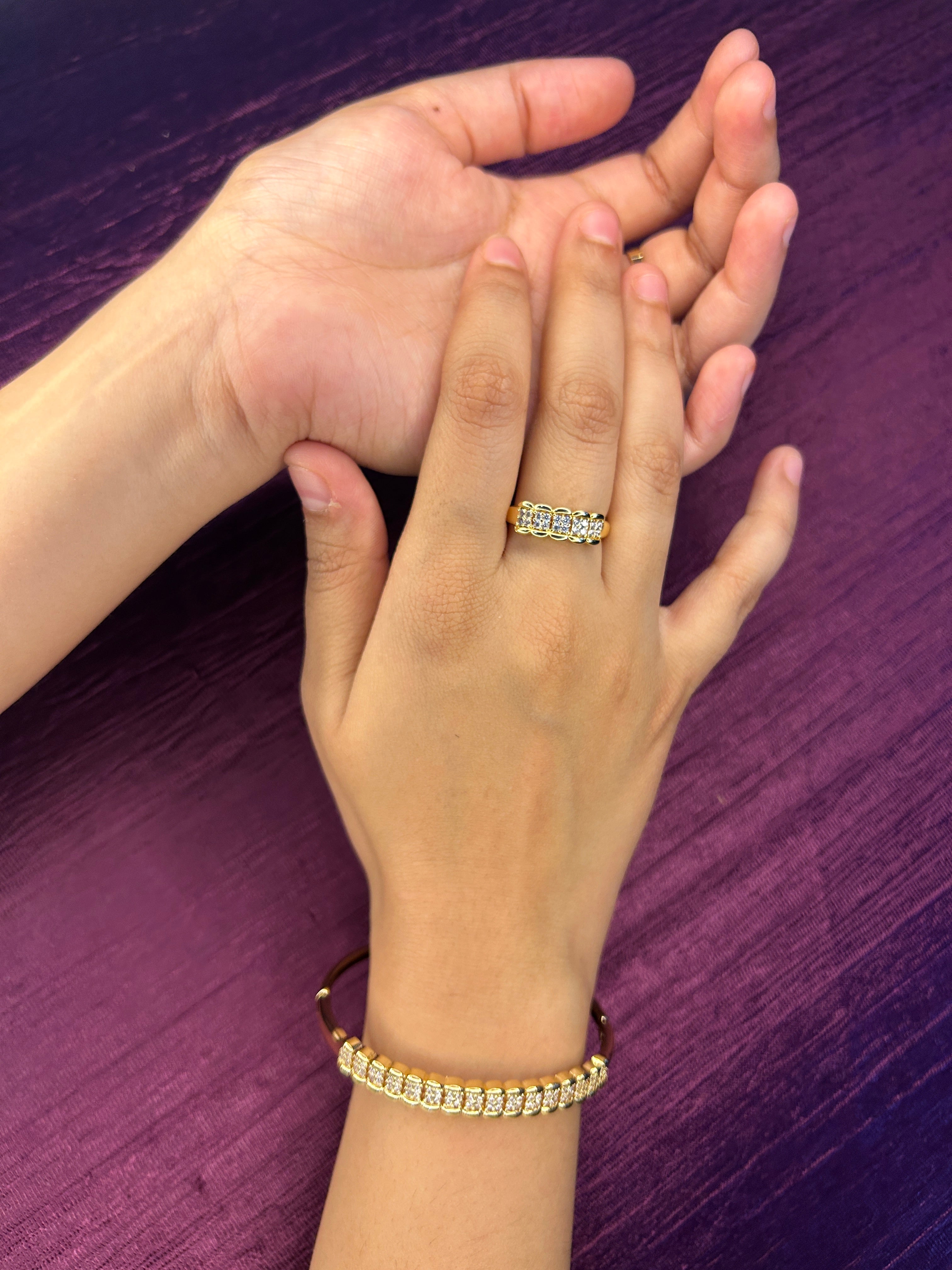 Double Line Stone Bracelet and Ring