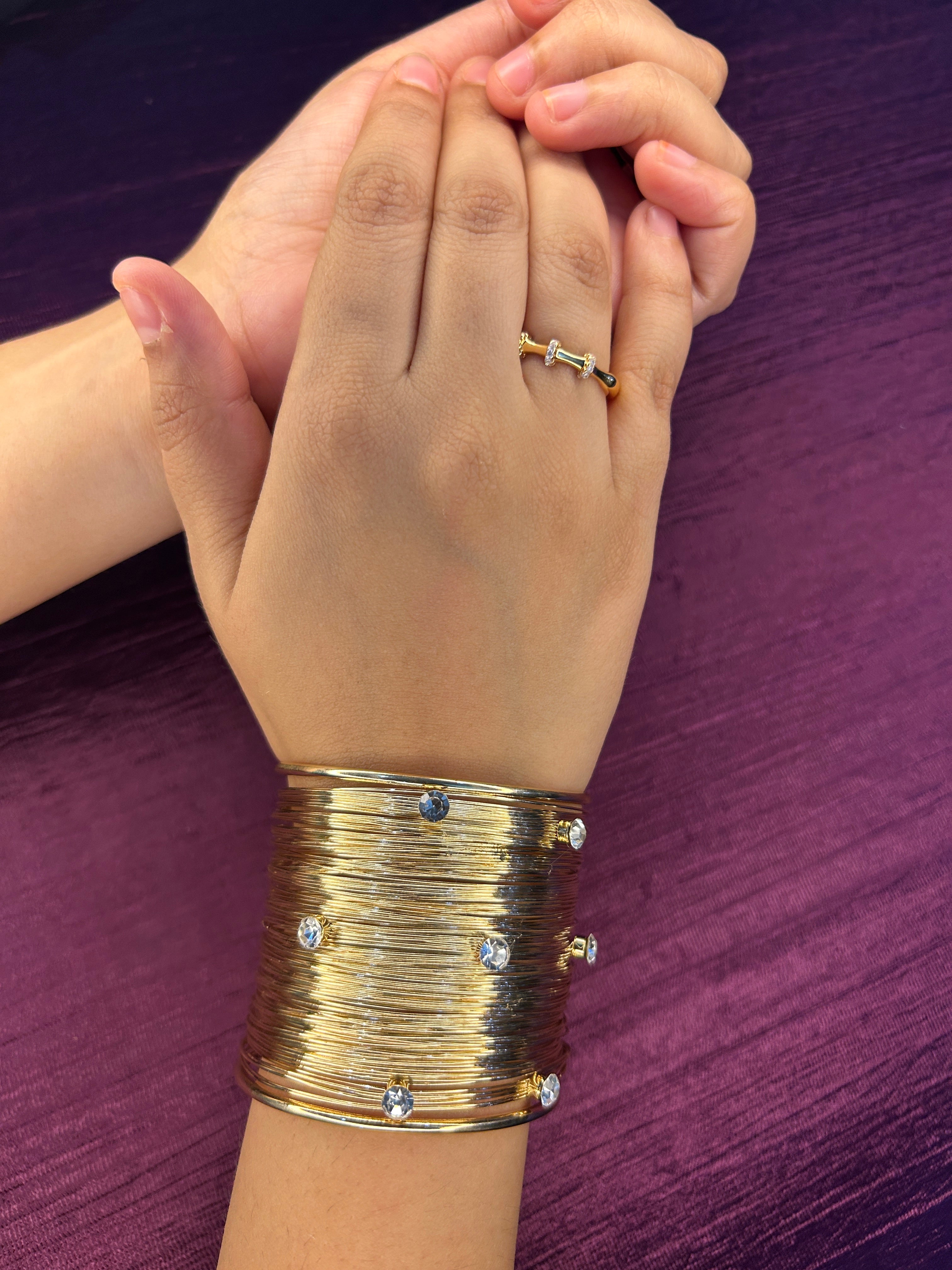 Gold Plated with Stone Cuff
