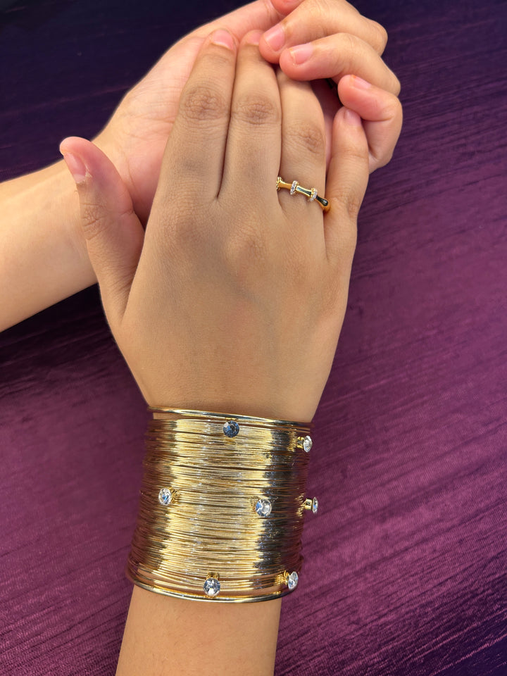 Gold Plated with Stone Cuff