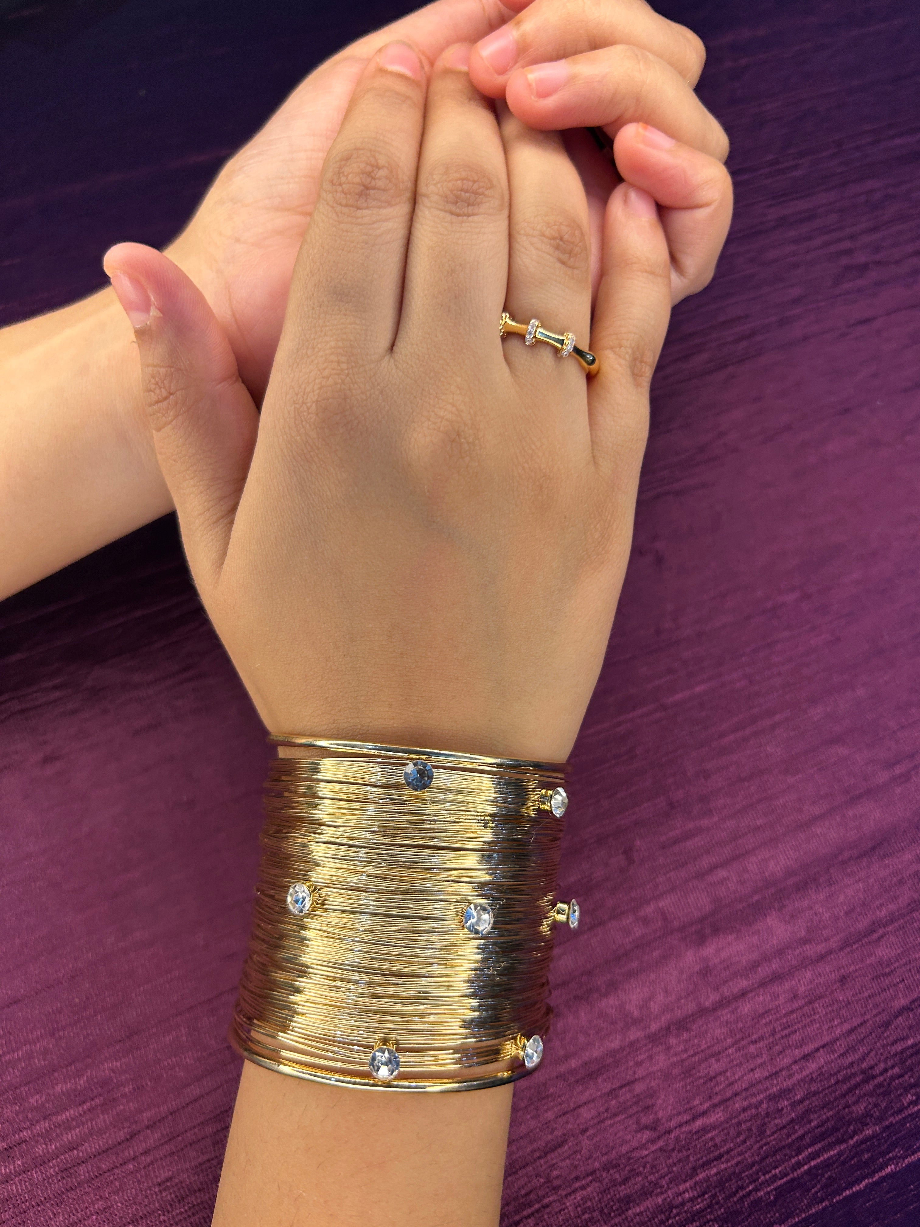 Gold Plated with Stone Cuff