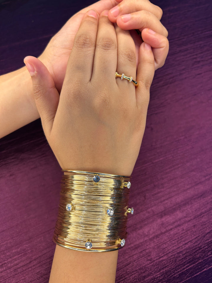 Gold Plated with Stone Cuff