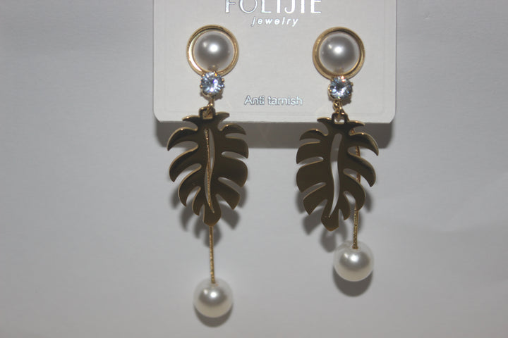 Mania anti tarnish Leaf shape earring