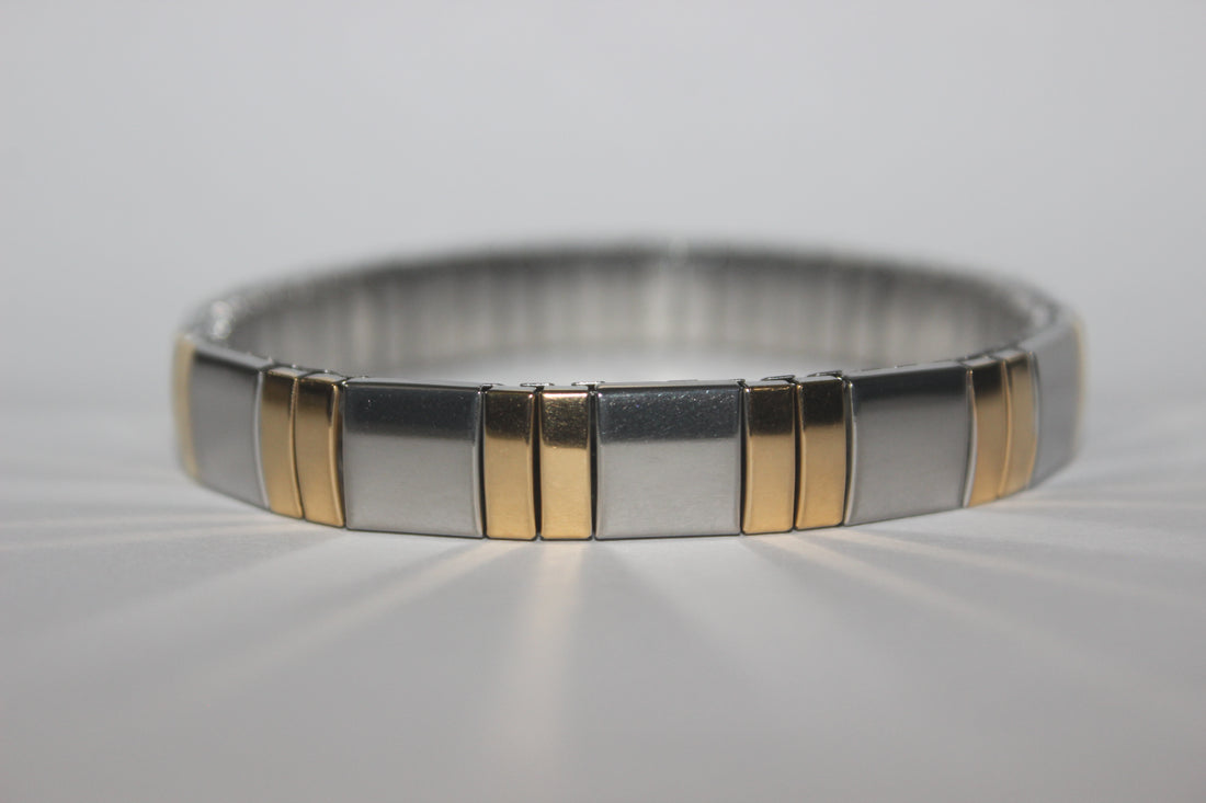 Mania anti tarnish steel and gold bracelet