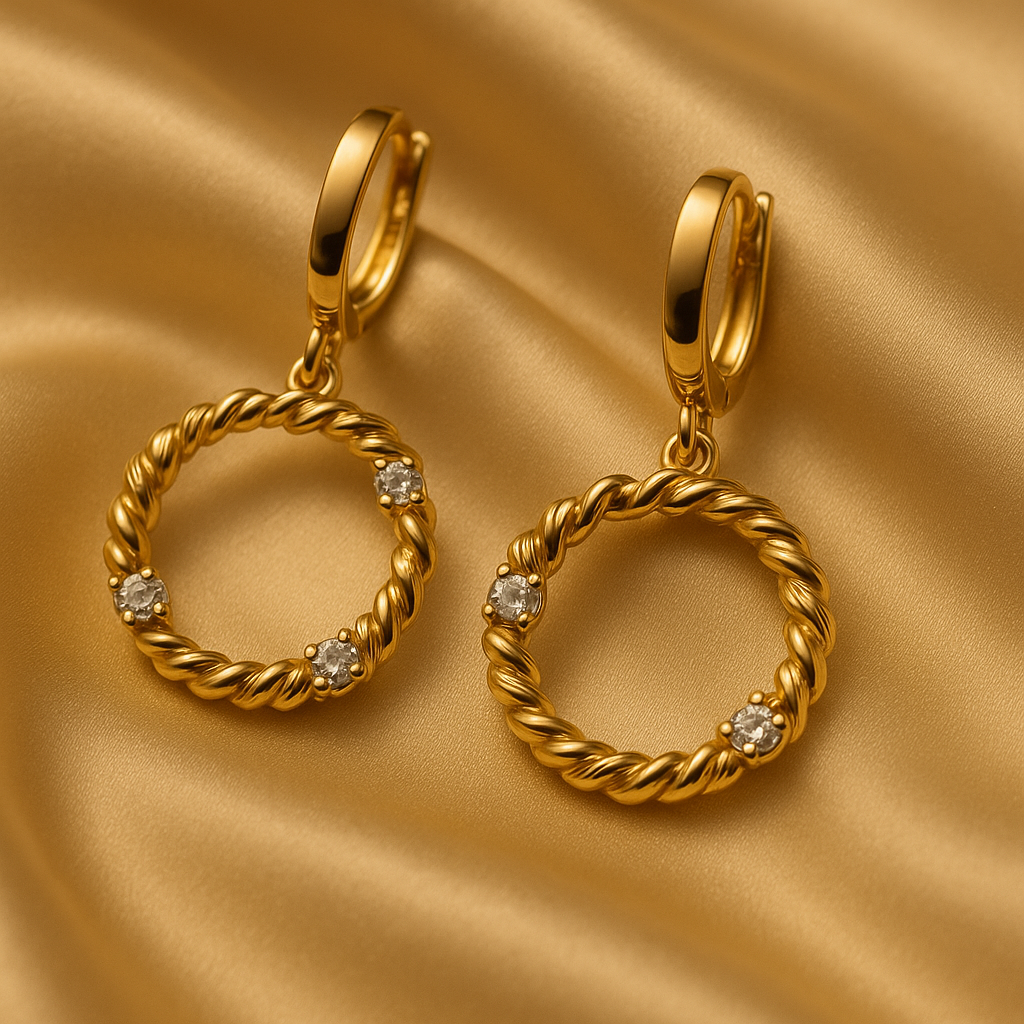 Mania Anti Tarnish Gold Plated Ring Shape Earring