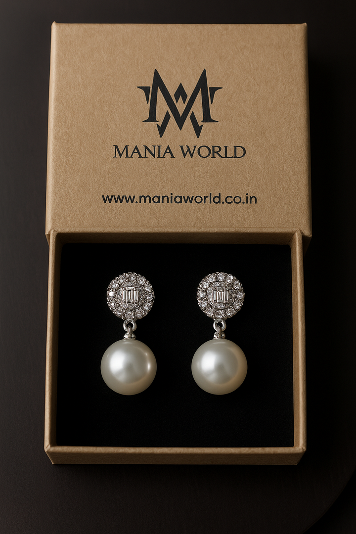 Mania Anti Tarnish Pearl and AD Earing