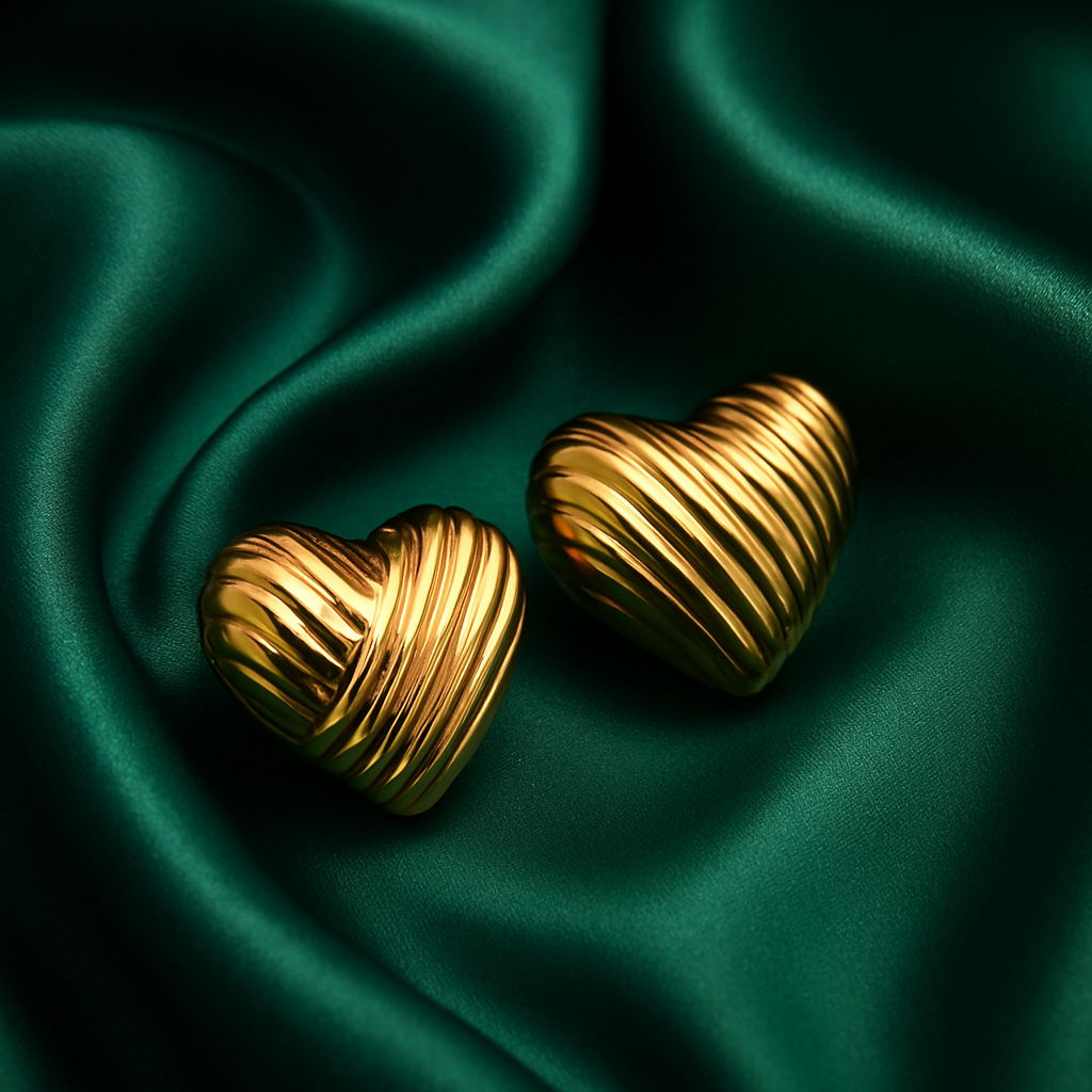 Mania Anti Tarnish Gold Plated Heart Shape Earring