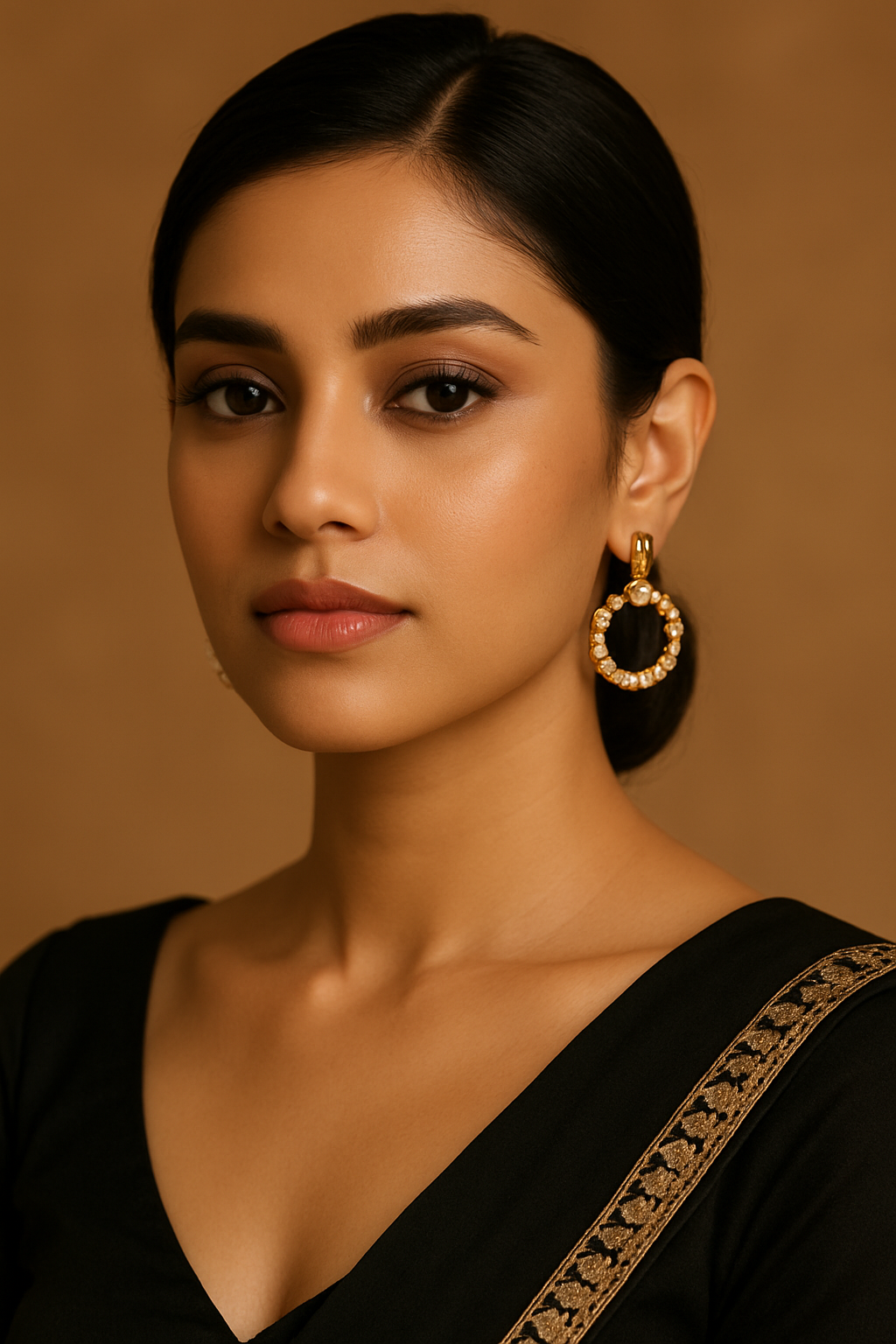 Mania Anti Tarnish Gold Plated Ring Shape Earring