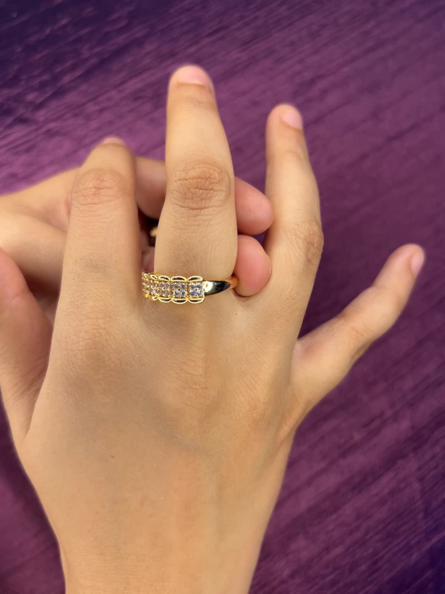 Double Line Stone Bracelet and Ring